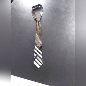 Youth Black and Gray Striped Tie